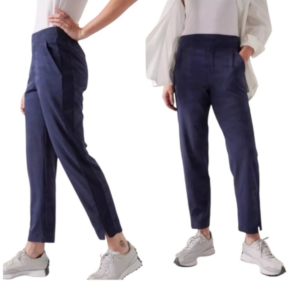 Athleta Blue Straight Leg High-Waisted Pants